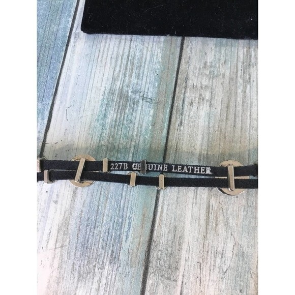 Black Leather Rhinestone Bracelet - Picture 2 of 5